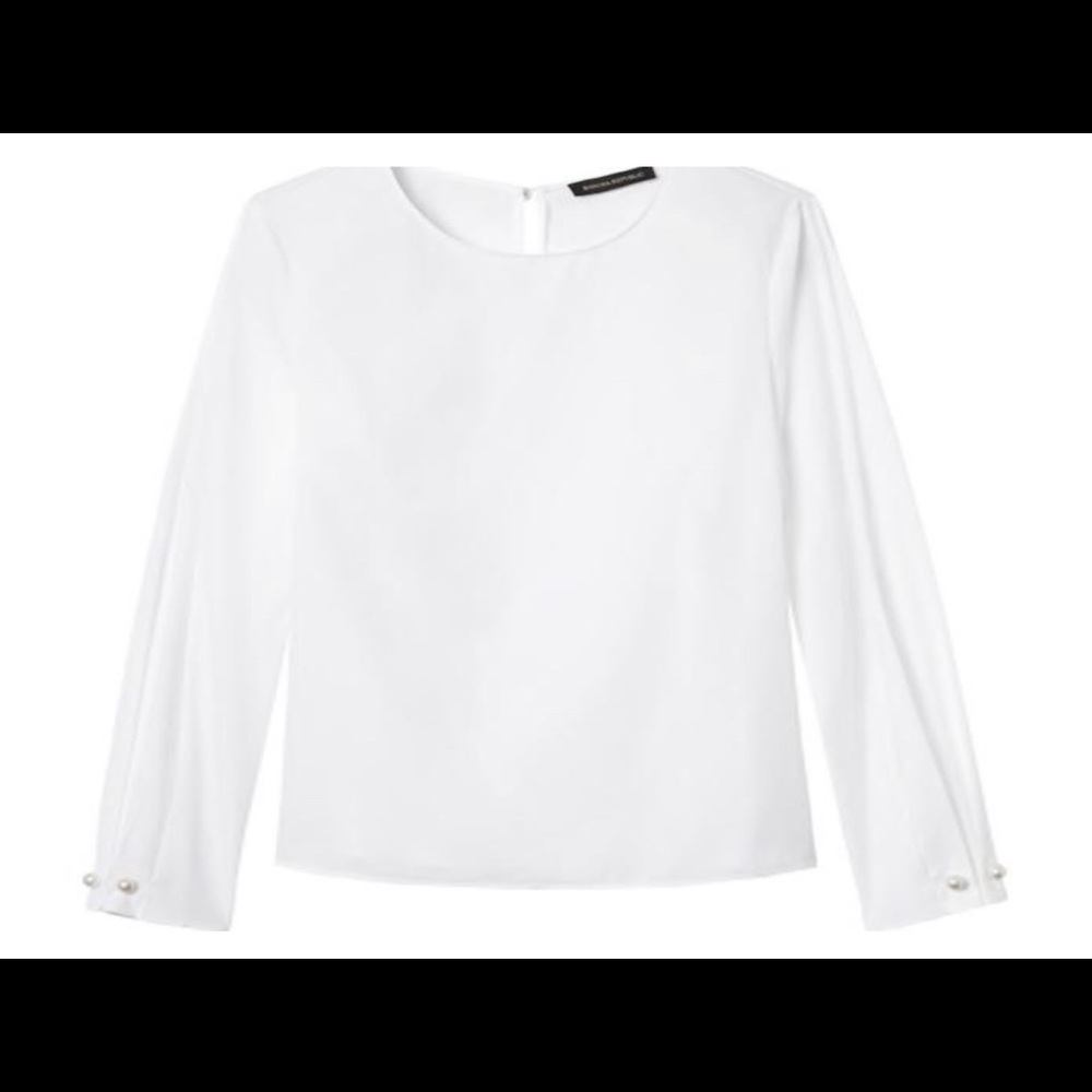 Banana Republic White Pearl Cuff Top
